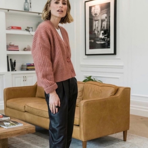 Anine Bing Maxwell Cardigan Mohair Rose Size Large New - Picture 4 of 11